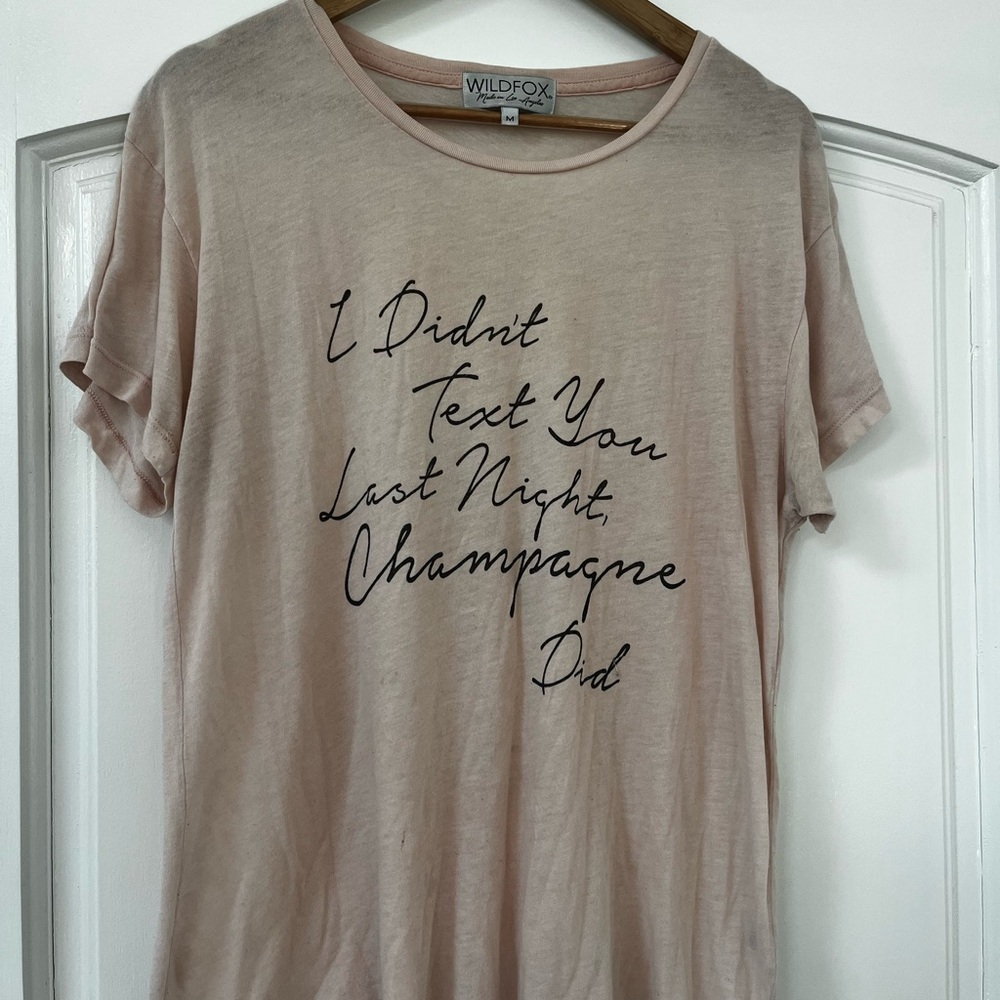 Wildfox Light Pink Graphic Tee Champagne